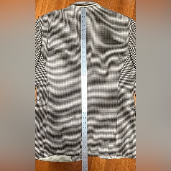 VTG Christian Dior Le Connaisseur Men’s Beige Houndstooth Blazer Sport Coat 44L - Picture 14 of 15